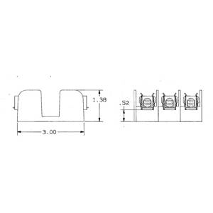 250 VAC/VDC, 30 A, Mersen S.A. 20308R Fuse Block, 3-Pole, Class R