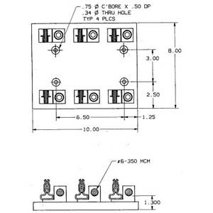 250 VAC/VDC, 200 A, Mersen S.A. 22003R Fuse Block, 3-Pole, Class R