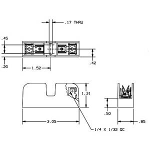 600 VAC/VDC, 30 A, Mersen S.A. 30311 Midget Fuse Block, 1-Pole, Open Style