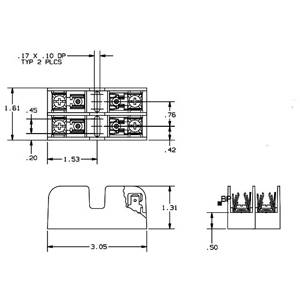 600 VAC/VDC, 30 A, Mersen S.A. 30322R Midget Fuse Block, 2-Pole, Class CC