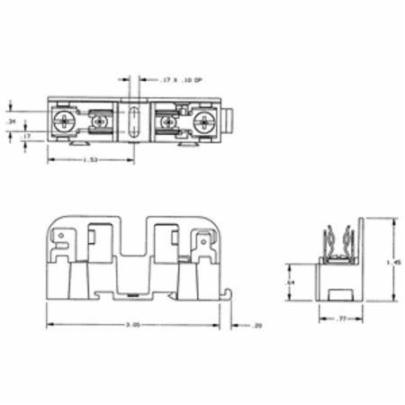600 VAC, 15 A, Mersen S.A. 40110G Fuse Block, ,