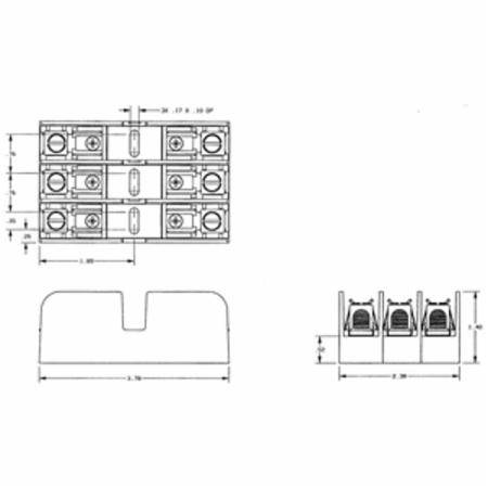 600 VAC, 60 A, Mersen S.A. 40608G Fuse Block, 3-Pole, Class G