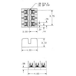 600 VAC/VDC, 30 A, Mersen S.A. 60303J Fuse Block, 3-Pole, Class J
