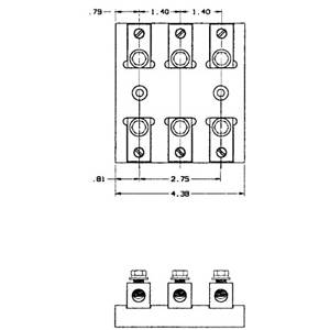 600 VAC, 100 A, Mersen S.A. 61033T Fuse Block, 3-Pole, Class T