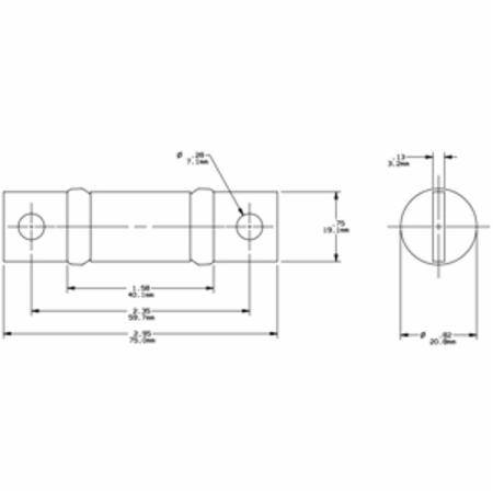600 VAC/300 VDC 80 A, Class T, Mersen S.A. A6T80 UL Power Fuse, Fast Acting, Blade Terminal