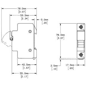 600 VAC/VDC, 30 A, Mersen S.A. USCC1 UltraSafe™ Modular Fuse Holder, 1-Pole,
