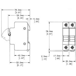 600 VAC/VDC, 30 A, Mersen S.A. USCC2I UltraSafe™ Modular Fuse Holder, 2-Pole,