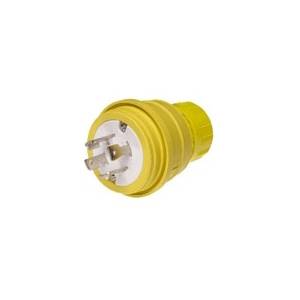 Woodhead® 28W75 130147 3-Phase Plug, 250 VAC, 30 A, 3 Poles, 4 Wires, Yellow