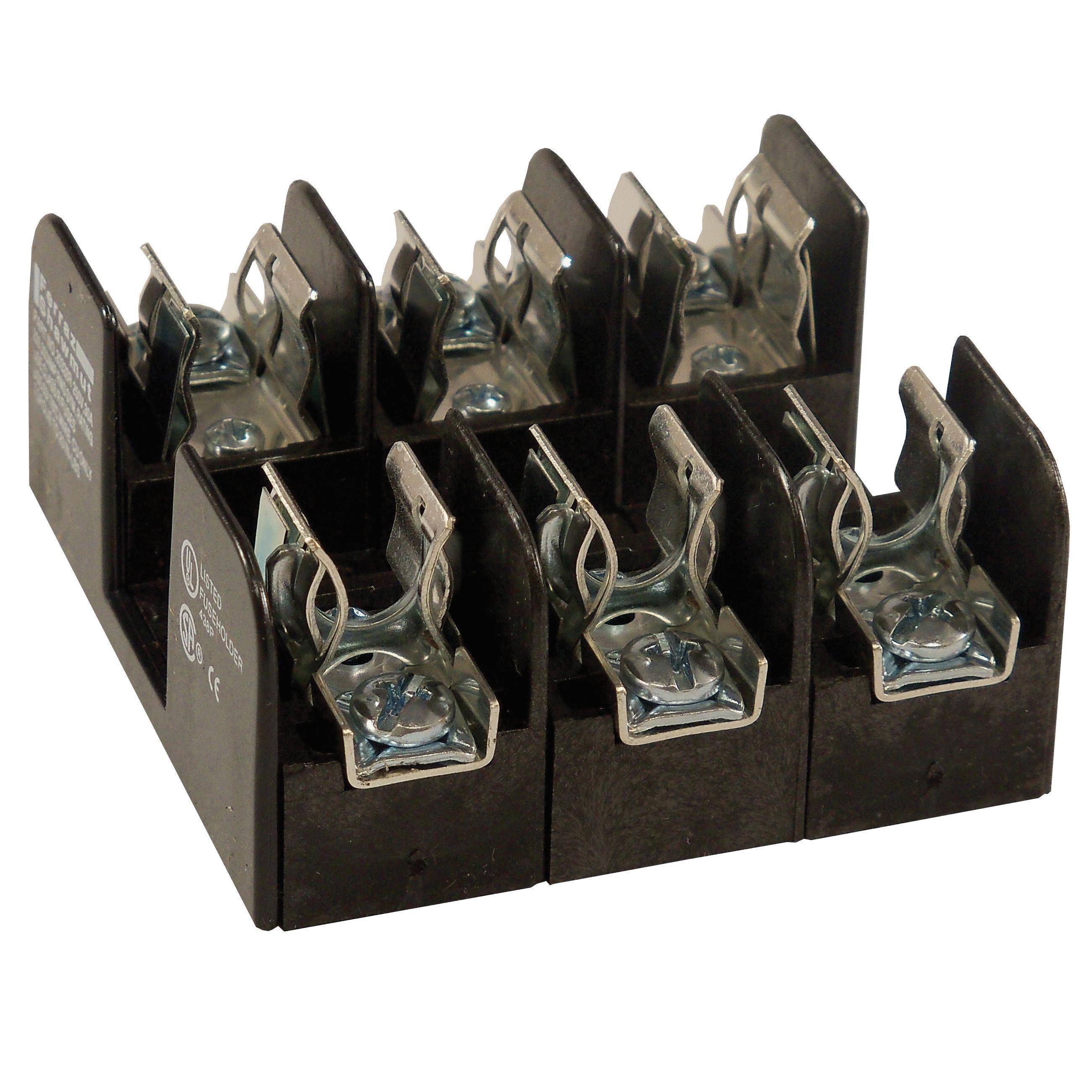 Mersen 20328R Open Style Fuse Block, 250 VAC, 30 A, Class R, 14 to 10 AWG Wire, 3 Poles