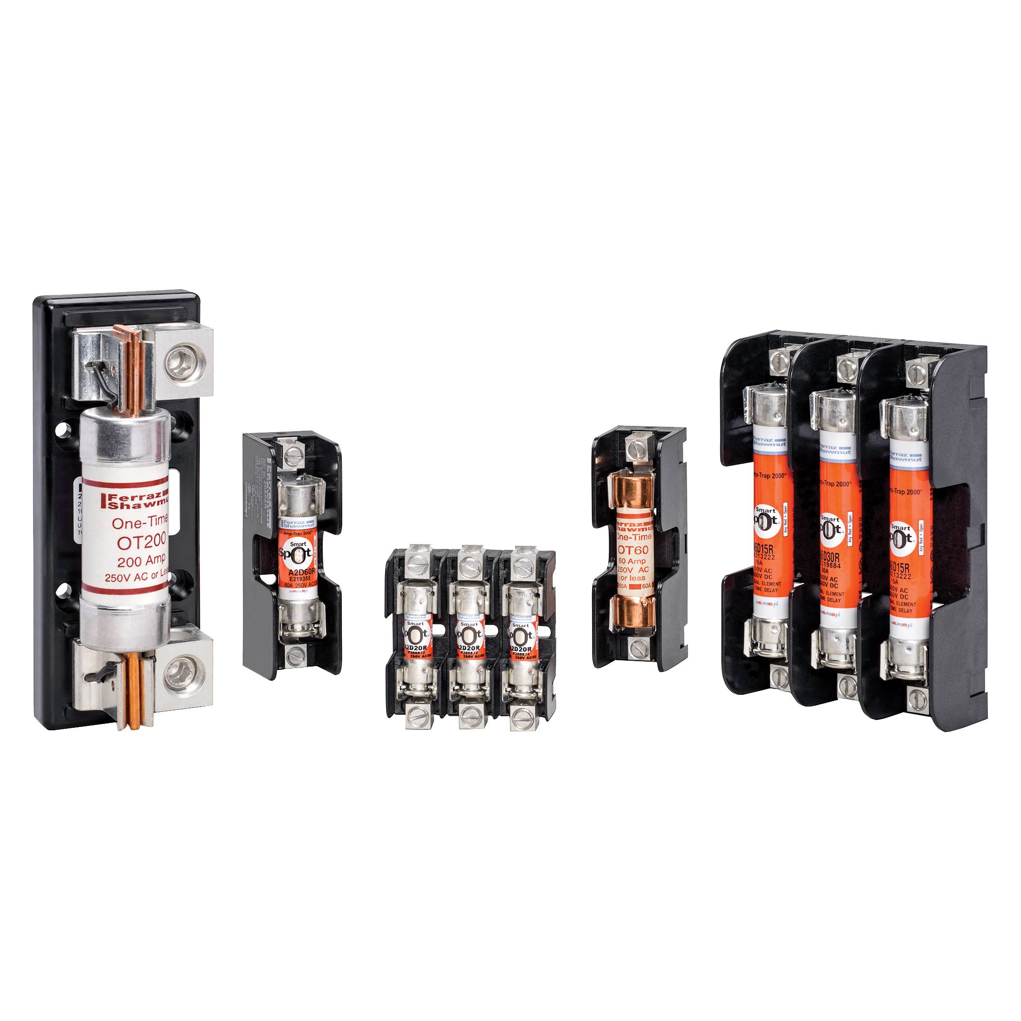 Mersen 20325R Adder Pole Open Style Fuse Block, 250 VAC/VDC, 30 A, Class R, 14 to 10 AWG Wire
