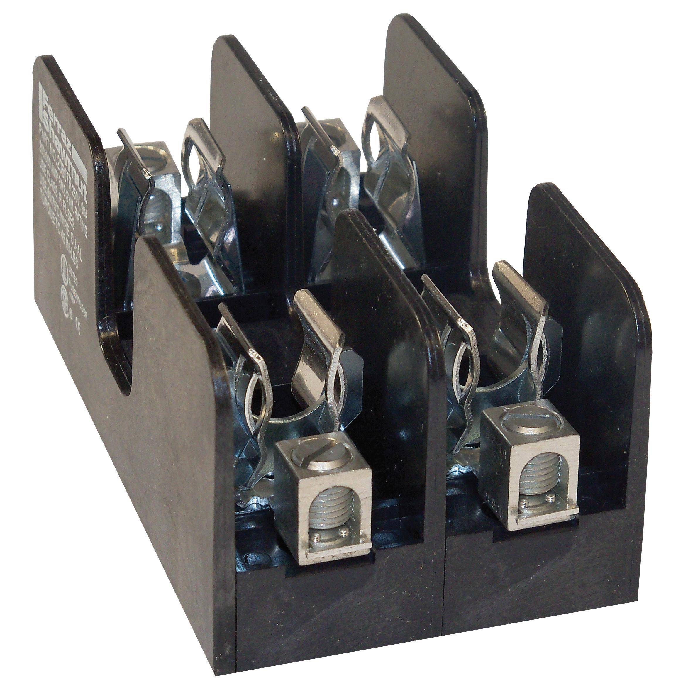 Mersen 20607R Open Style Fuse Block, 250 VAC, 60 A, Class R, 14 to 2 AWG Wire, 2 Poles