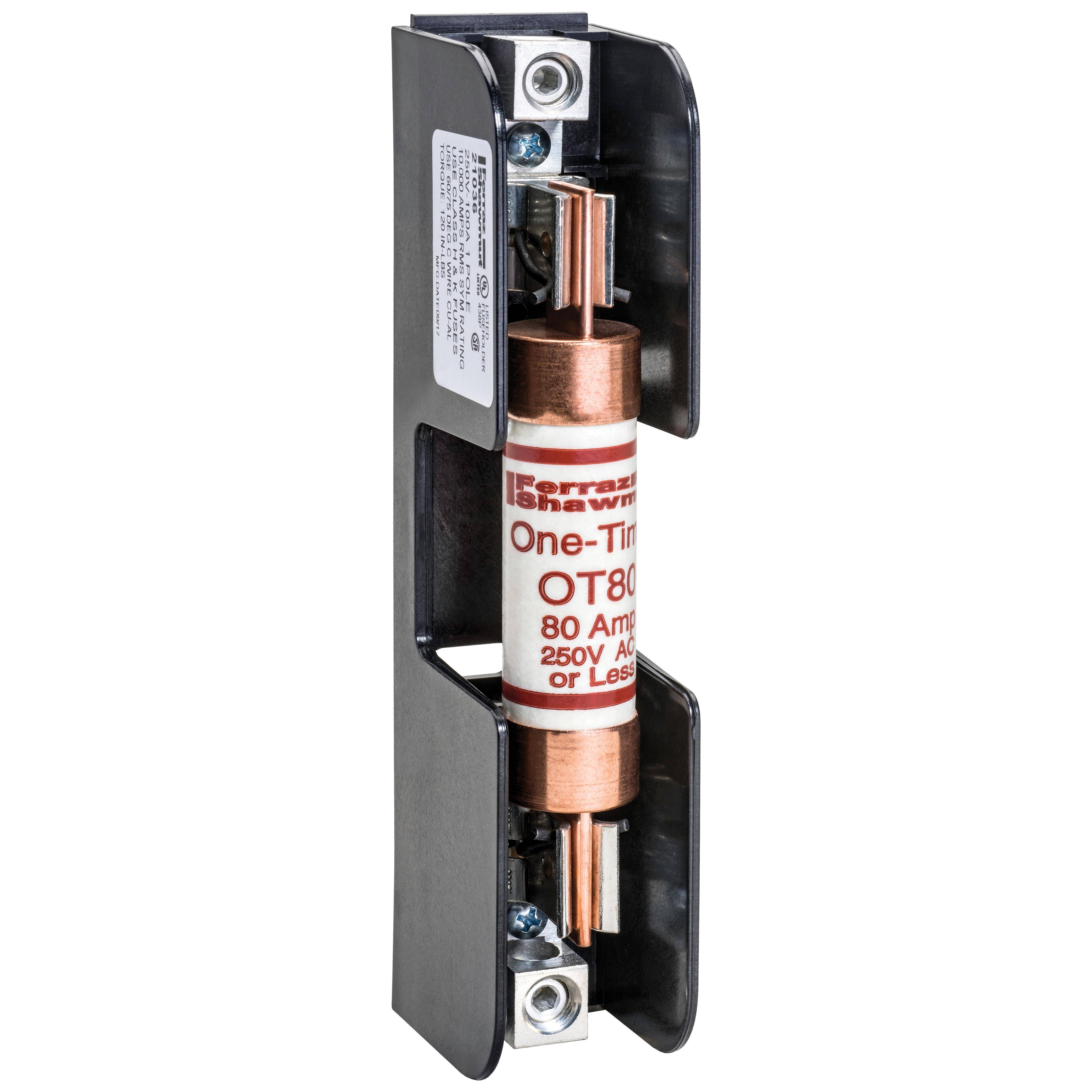 Mersen 21036 Open Style Fuse Block, 250 VAC/VDC, 100 A, Class: H/K, 6 to 2/0 AWG Wire, 1 Poles