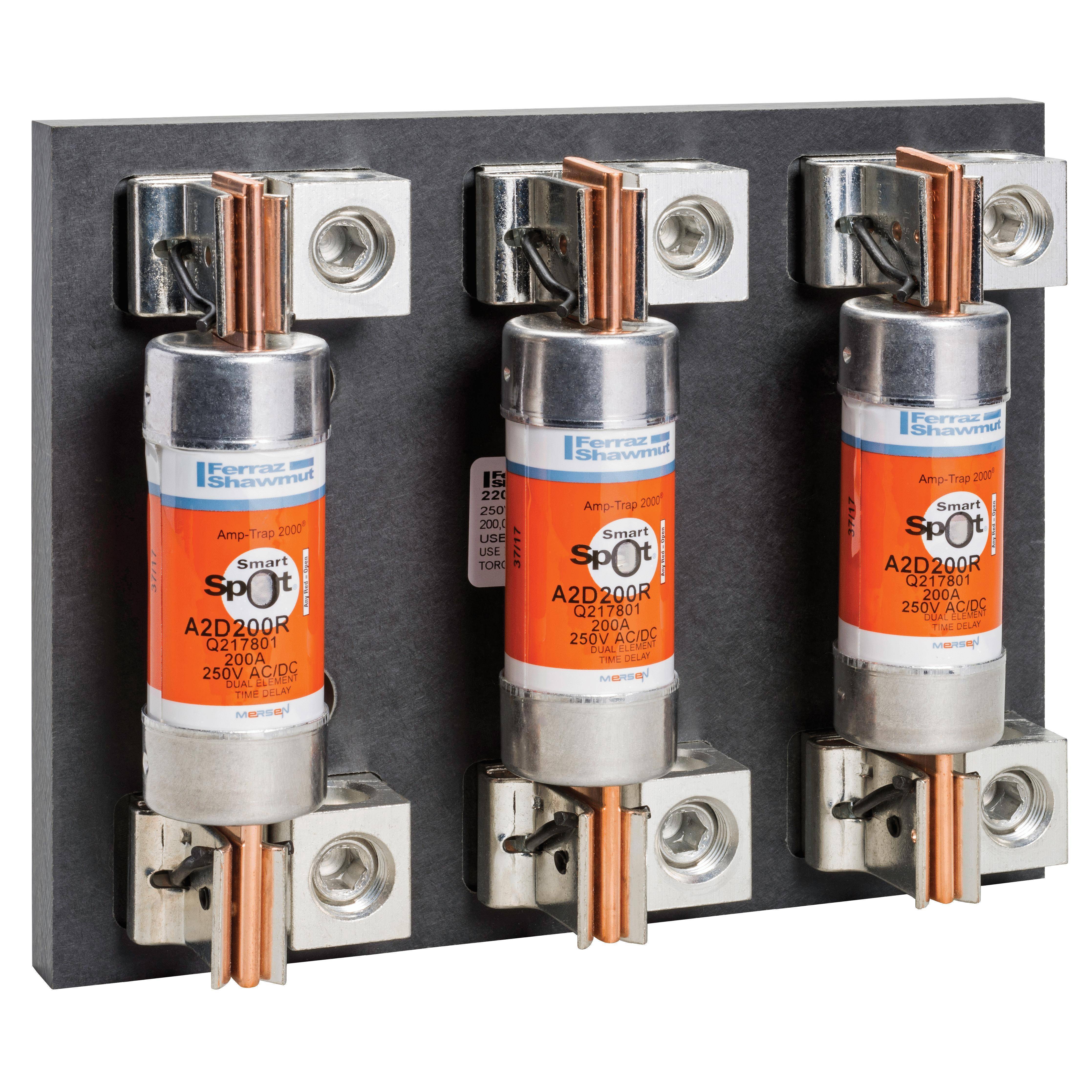Mersen 22053R Open Style Fuse Block, 250 VAC, 200 A, Class R, 6 AWG to 350 kcmil Wire, 3 Poles