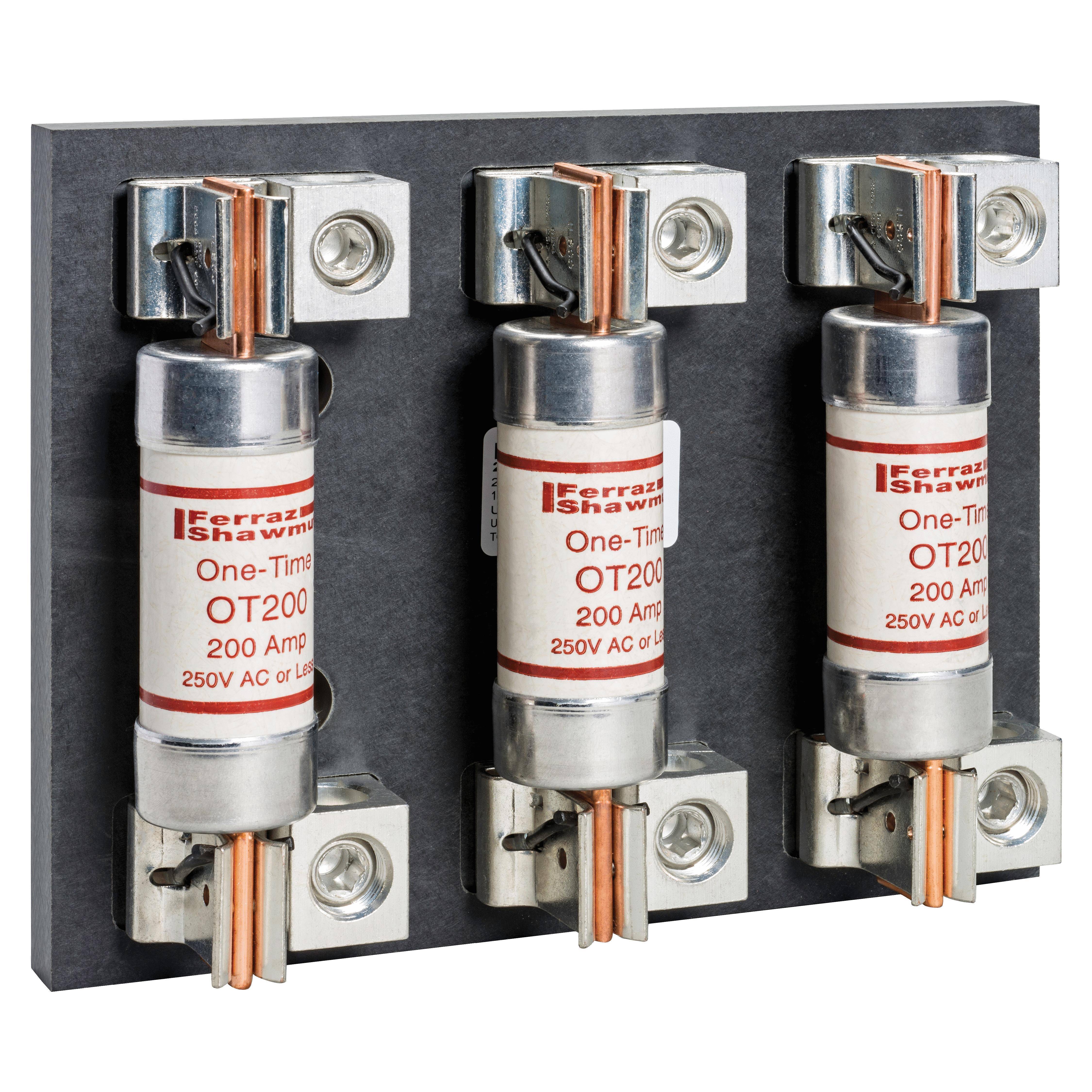 Mersen 22003 Open Style Fuse Block, 250 VAC/VDC, 200 A, Class: H/K, 6 AWG to 350 kcmil Wire, 3 Poles