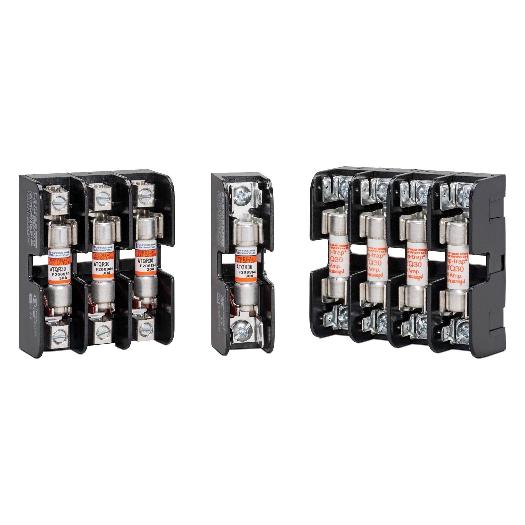 Mersen 30350R Open Style Fuse Block, 600 VAC/VDC, 30 A, 14 to 6 AWG Wire