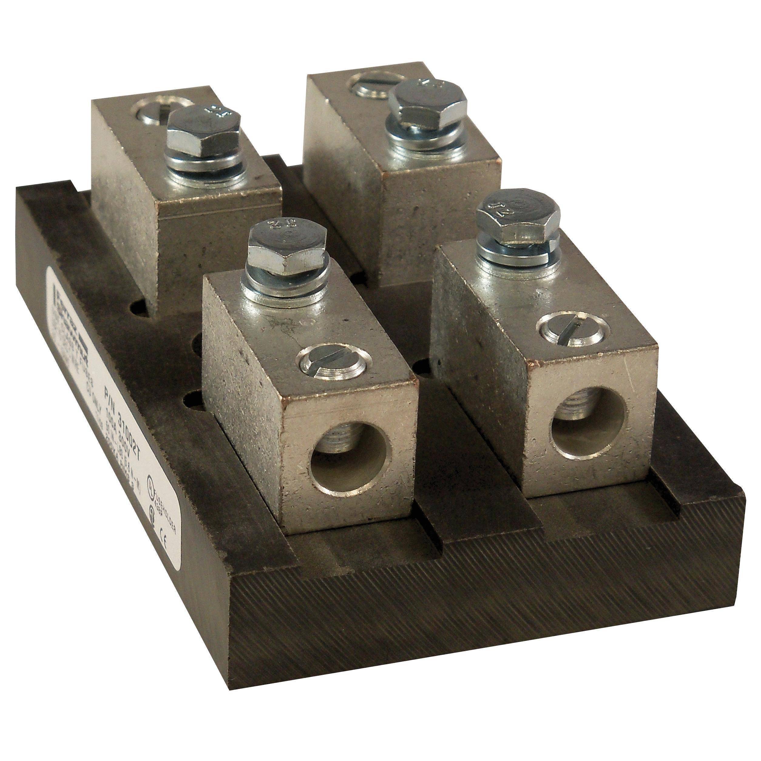 Mersen 31002T Open Style Fuse Block, 300 VAC/160 VDC, 100 A, Class: T, 12 to 2/0 AWG Wire, 2 Poles