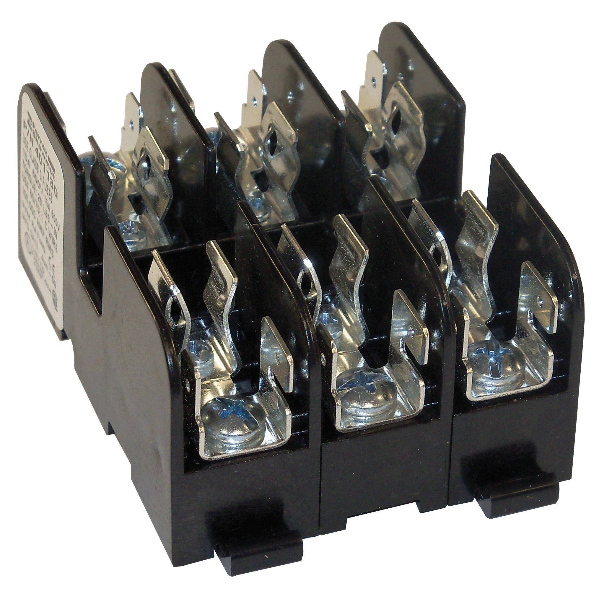 Mersen 40113G Open Style Fuse Block, 600 VAC, 15 A, Class: G, 14 to 10 AWG Wire, 3 Poles