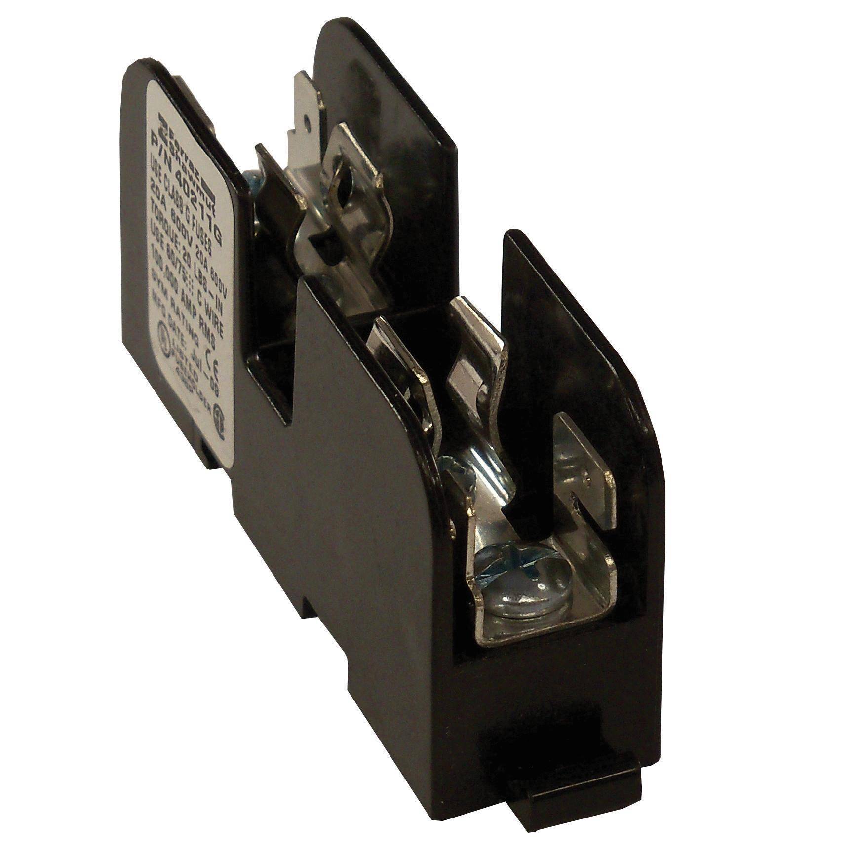 Mersen 40211G Open Style Fuse Block, 600 VAC, 20 A, Class: G, 14 to 10 AWG Wire, 1 Pole