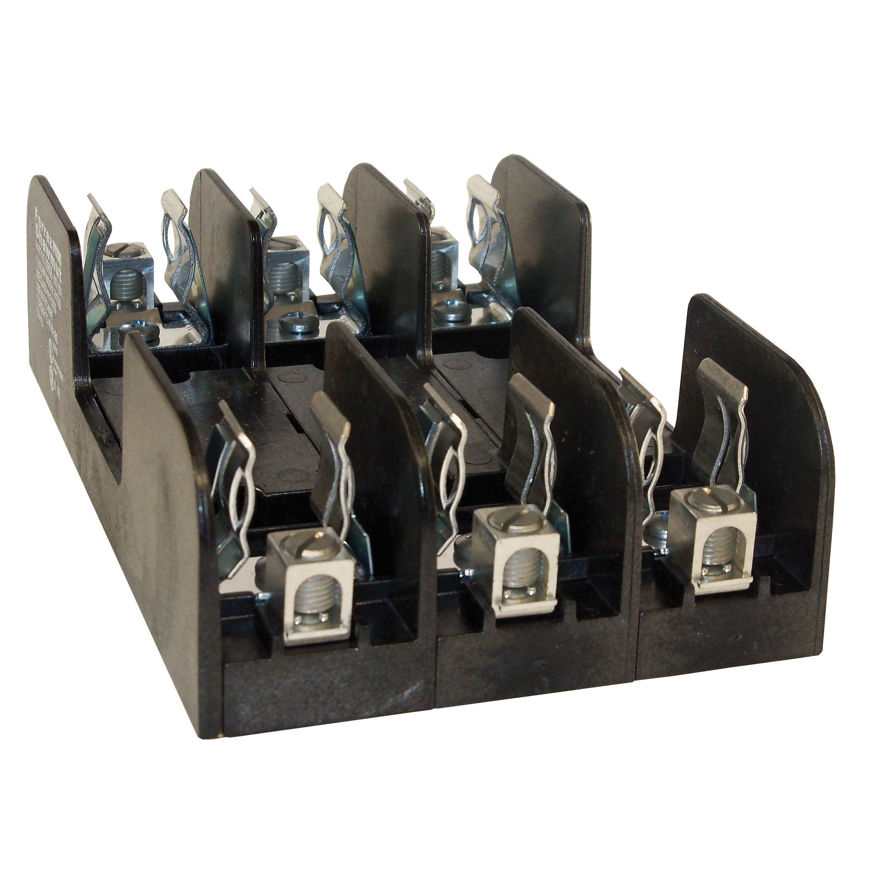 Mersen 60318 Open Style Fuse Block, 600 VAC/VDC, 30 A, Class: H/K, 14 to 10 AWG Wire, 3 Poles