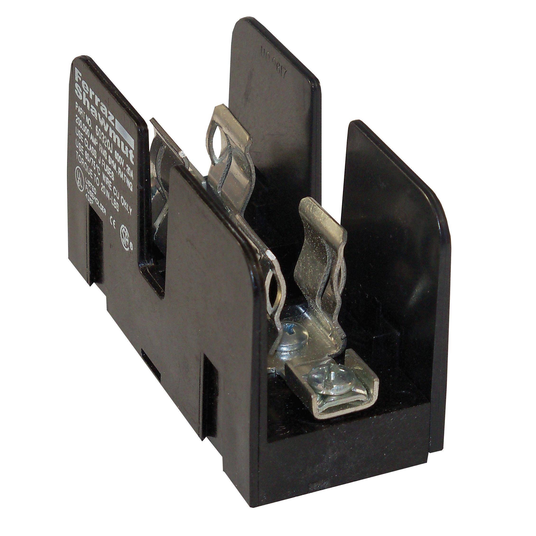 Mersen 60321J Open Style Fuse Block, 600 VAC/VDC, 30 A, Class J, 14 to 4 AWG Wire, 1 Poles