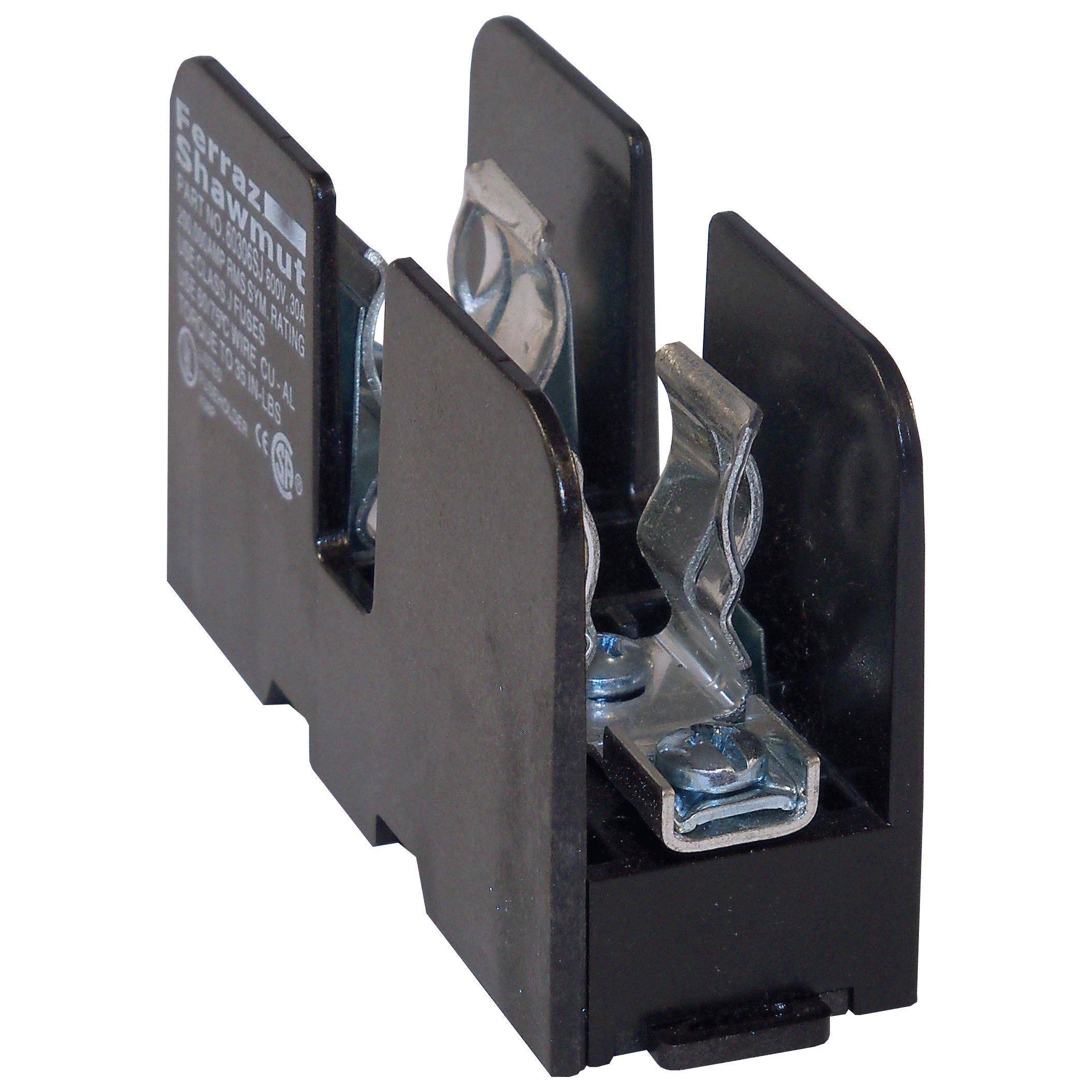 Mersen 60326SJ Open Style Fuse Block, 600 VAC/VDC, 30 A, Class: J, 14 to 4 AWG Wire, 1 Pole