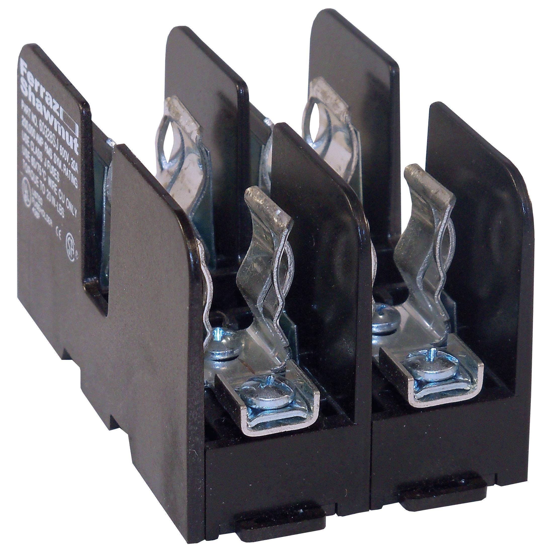 Mersen 60327SJ 6SJ Open Style Fuse Block, 600 VAC/VDC, 30 A, Class: J, 14 to 4 AWG Wire, 2 Poles
