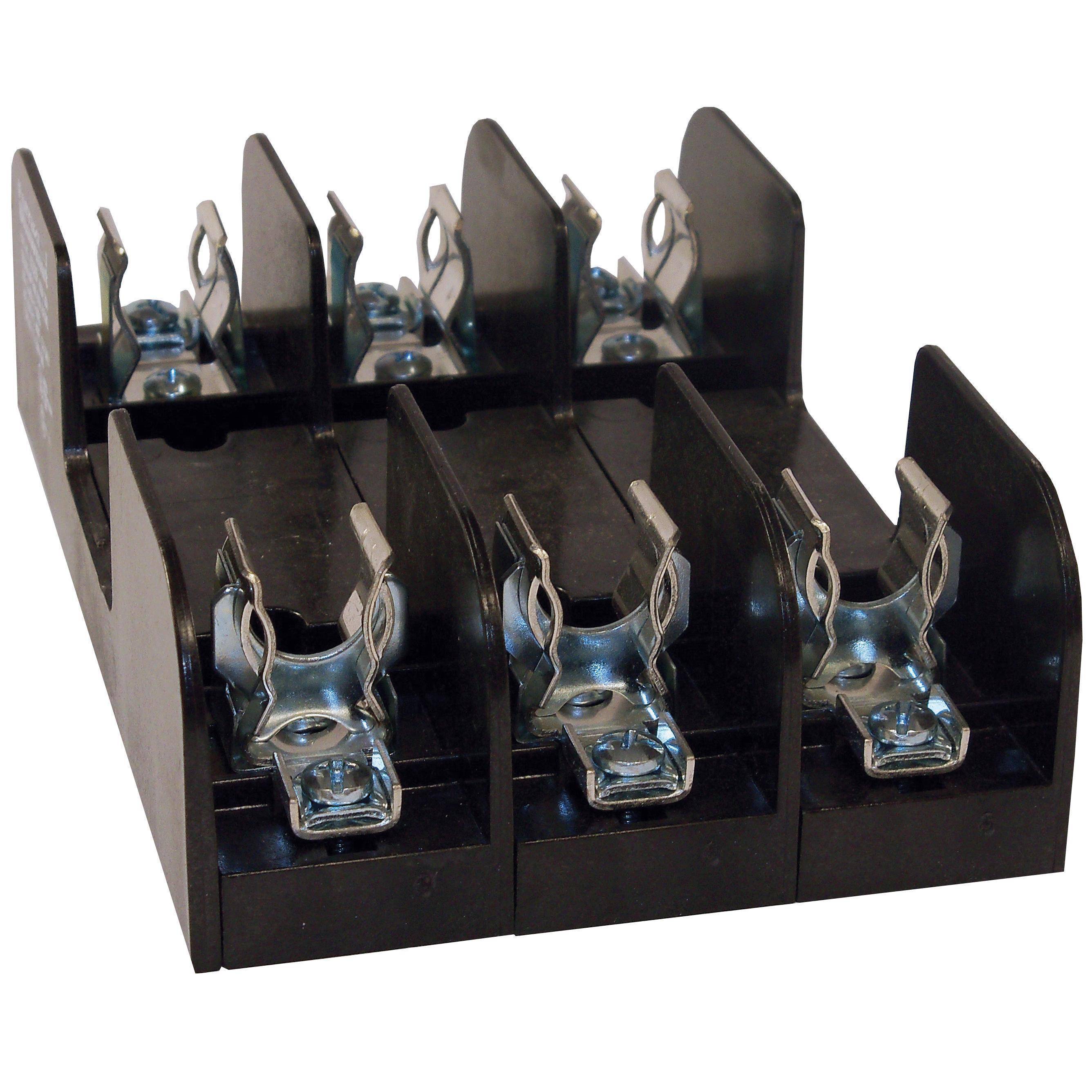 Mersen 60328R Open Style Fuse Block, 600 VAC/VDC, 30 A, Class R, 14 to 10 AWG Wire, 3 Poles