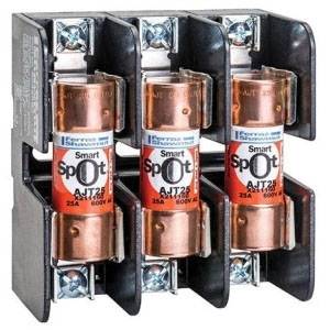 600 VAC/VDC, 30 A, Mersen EP 60308SJ Fuse Block, 3-Pole, Class J
