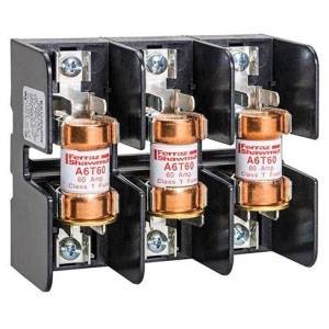 600 VAC/VDC, 60 A, Mersen EP 60608T Fuse Block, 3-Pole, Class T