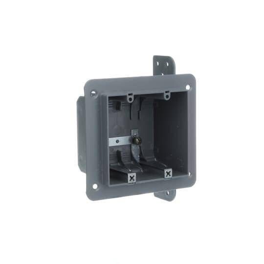 NuTek® 2-WSW Non-Metallic Device Box, 33 cu-in Capacity, 2 Gangs, 8 Knockouts, 4 in W x 2-3/4 in D x 3-3/4 in H