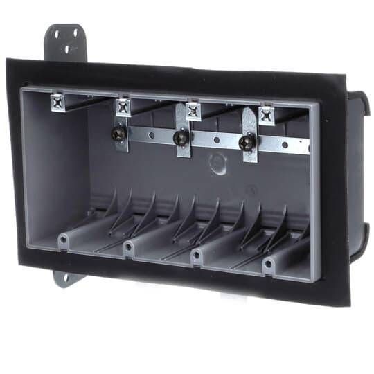 NuTek® 4-FWSW Airtight Device Box, Plastic, 67 cu-in, 4 Gangs, 3-3/4 in L x 7-5/8 in W x 2-3/4 in D