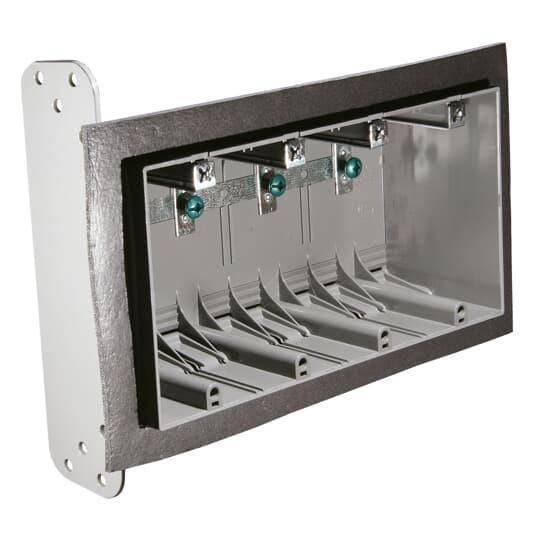 NuTek® 4-FWSW Airtight Device Box, Plastic, 67 cu-in, 4 Gangs, 3-3/4 in L x 7-5/8 in W x 2-3/4 in D
