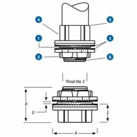 T&B® H100GRSST Grounding Hub, 1 in Trade, Thread Connection, Locknut Installation, 316 Stainless Steel