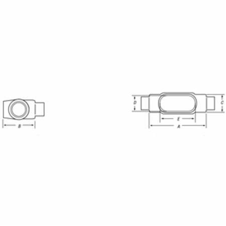 Ocal® OCAL-BLUE® TB28-4X-G Type TB Conduit Body, 3/4 in Hub, Form 8 Form, 9 cu-in Capacity, Iron, PVC Coated