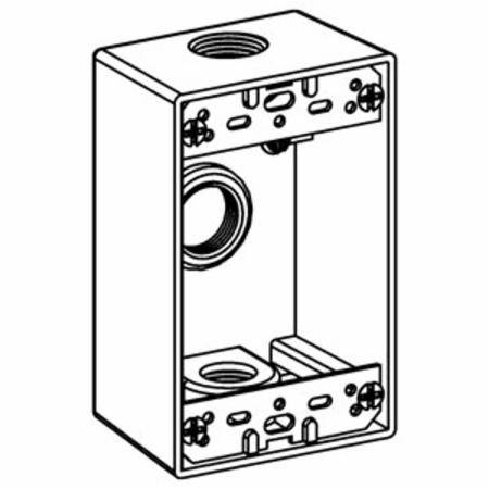 Orbit Industries 1B50-3 Gang Box, Die Cast Copper-Free aluminum, 18.3 cu-in Capacity, 1 Gangs, (3) Outlets
