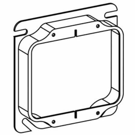 Orbit Industries 42025 2-Gang Square Mud Ring, 4 in W, 16 ga Sheet Steel, 1/4 in Raised