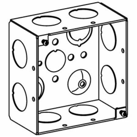 Orbit Industries 4SDB-75 Welded Square Box, 16 ga Sheet Steel, 30.3 cu-in Capacity, (12) Knockouts, 4 in H x 4 in W x 2-1/8 in D