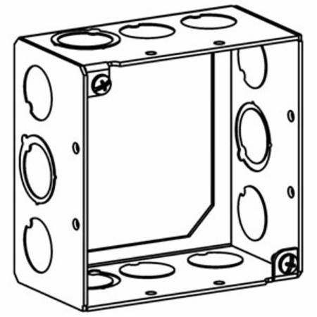 Orbit Industries 4SDB-MKO-EXT Welded Square Box, 16 ga Sheet Steel, 30.3 cu-in Capacity, (12) Knockouts, 4 in H x 4 in W x 2-1/8 in D