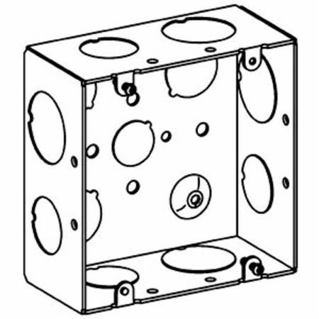 Orbit Industries 5SDB-75/100 Welded Square Box, 16 ga Sheet Steel, 42 cu-in Capacity, (12) Knockouts, 4-11/16 in H x 4-11/16 in W x 2-1/8 in D