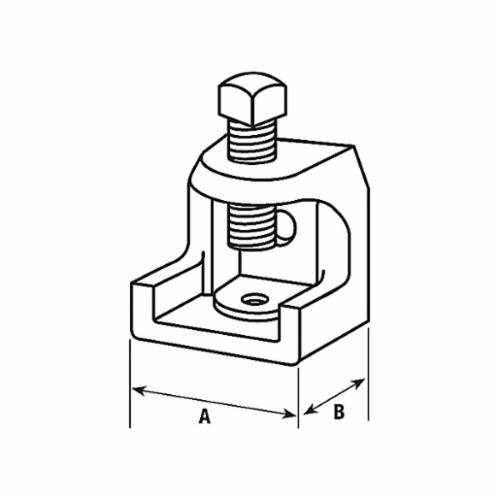 Ocal® 503-G Beam Clamp, 1/2-13 Rod, 1 in THK Flange, 1300 lb Load, Malleable Iron, PVC Coated
