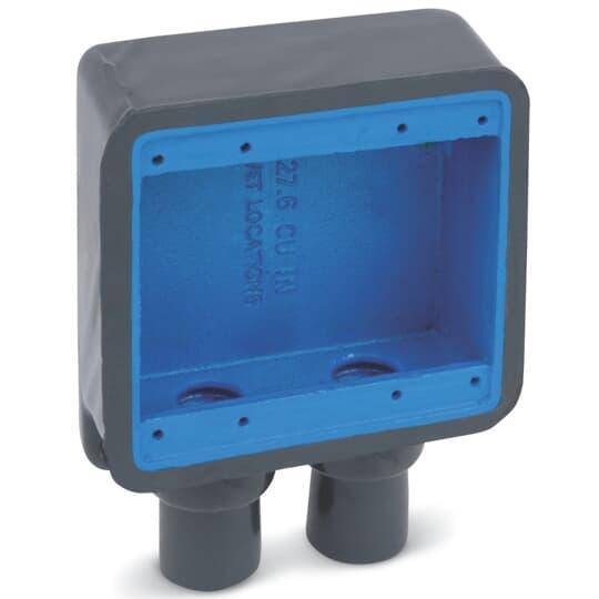 Ocal® FSS222-G1 2-Hub Dead End Shallow Device Box With Conduit, Iron Alloy, 2 Gangs