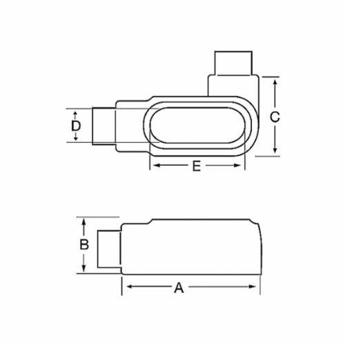 T&B® BlueKote® LR57CG-TB Type LR Pre-Assembled Conduit Body With Cover, Gasket, 1-1/2 in Hub, Form 7 Form, 26.4 cu-in Capacity, Iron, Epoxy Powder Coated/Zinc Plated