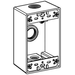 Orbit Industries 1B50-3-BR Gang Box, Die Cast Copper-Free aluminum, 18.3 cu-in Capacity, 1 Gangs, (3) Outlets
