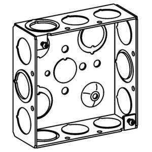 Orbit Industries 4SB-MKO Welded Square Box, 16 ga Sheet Steel, 21 cu-in Capacity, (14) Knockouts, 4 in H x 4 in W x 1-1/2 in D