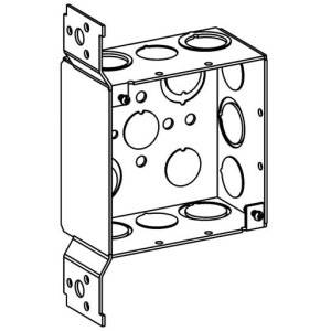 Orbit Industries 4SDB-MKO-FB Welded Square Box, 16 ga Sheet Steel, 30.3 cu-in Capacity, (14) Knockouts, 4 in H x 4 in W x 2-1/8 in D
