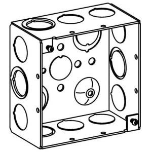 Orbit Industries 4SDB-MKO Welded Square Box, 16 ga Sheet Steel, 30.3 cu-in Capacity, (16) Knockouts, 4 in H x 4 in W x 2-1/8 in D