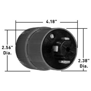 EATON Arrow Hart™ 20415N Power-Lock Locking Plug, 600 VAC, 250 VDC, 30/20 A, 3 Poles, 4 Wires, Gray