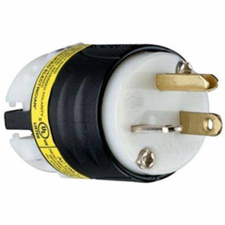 125 VAC 20 A, Legrand North America LLC PS5366XGCM Straight Blade Plug, Black/White