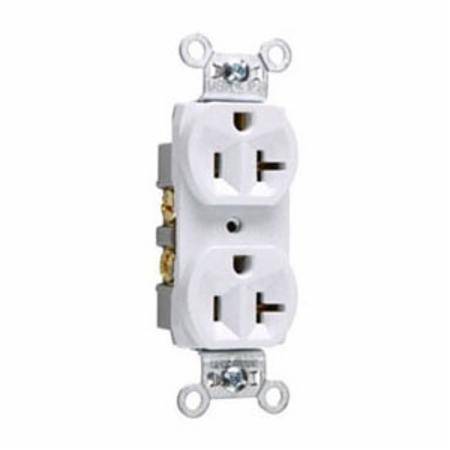 EATON Arrow Hart™ Eaton Wiring Devices CR20W Duplex Straight Blade Receptacle, 125 VAC, 20 A, 2 Poles, 3 Wires, White