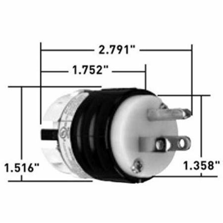 125 VAC 15 A, Legrand North America LLC PS5266XGCM Straight Blade Plug, Black/White